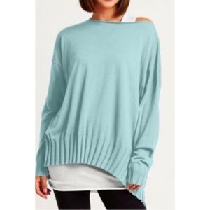 Women's Light Blue Off-Shoulder Sweater